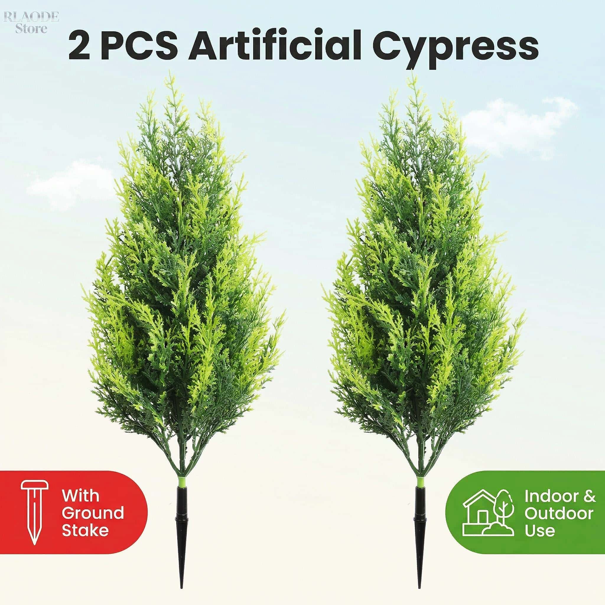 Dracaena Marginata - 2 stuks realistische nep-cypressen en varens,