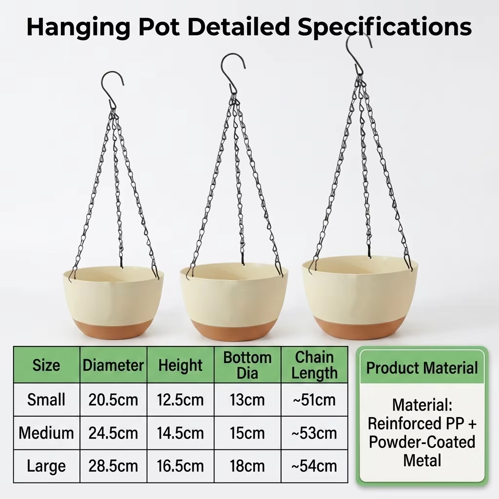 Spider Plant Hanging - Moderne, dubbelkleurige hangende bloempotten van plastic,